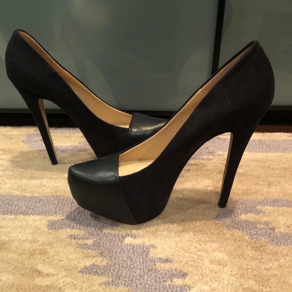 black platform court shoes